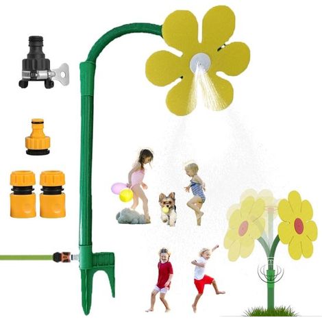Arroseur floral ludique - Arroseur floral rotatif à 360° - Fontaine de jardin - Idéal pour chiens, chats et enfants - Pour se rafraîchir et s'amuser dans le jardin (1/5)
