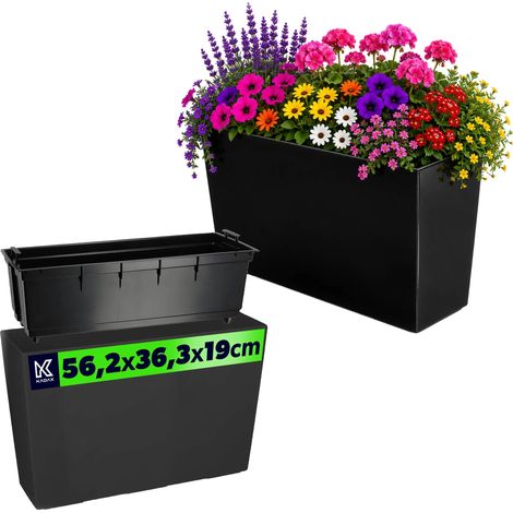 Jarrón de 19 cm de diámetro y 56 cm de alto, fabricado en plástico ecológico, apto para uso interior y exterior, con sistema de riego de cuatro bandas. (1/5)