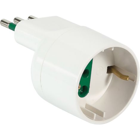 ADATTATORE SINGOLO SPINA ASIMMETRICA 'SALVASPAZIO' spina 2P + T 10A - bianco  - FANTON