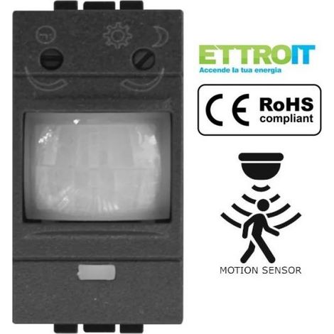 Serie Civile ETTROIT Nero Compatibile Con Bticino Living International (Sensore Movimento e Crepuscolare 1M)
