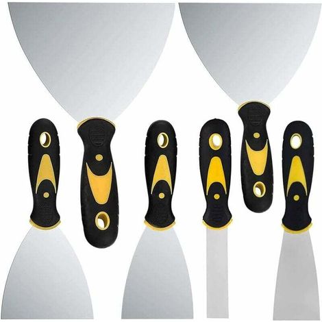 Putty Knives, 6 Pcs Putty Knives with Non-Slip Handle Plaster Knives for Putty Decals Wallpaper Patch Painting, Silver, 23mm, 50mm, 75mm, 100mm, 120mm, 150mm MUMU (1/4)
