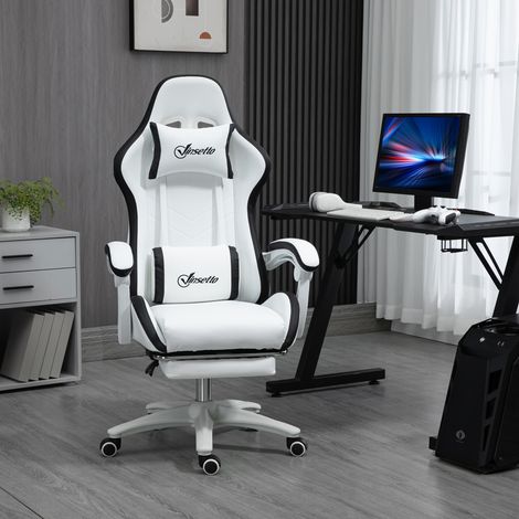 Chaise de jeu avec hauteur et dossier réglables, 65 x 65 x 121–129 cm, noir et blanc (1/5)