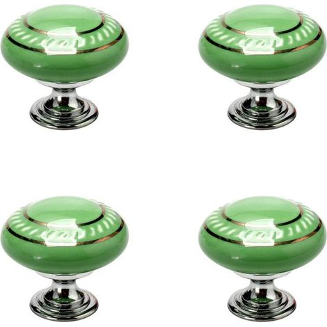Lntyq 4pc Bouton de Meuble Bouton Porte Bouton Tiroir Placard Armoire Poignée de Meuble Céramique Vintage Cercle Or Vert