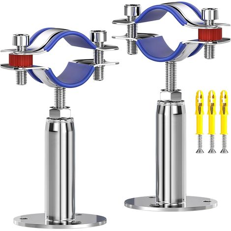 304 Stainless Steel Pipe Clamp 2 Pack 100-150mm Adjustable Bracket with Screws for Pipe Diameter 51-57mm (2" to 2.24") Wall and Ceiling Mount (1/5)