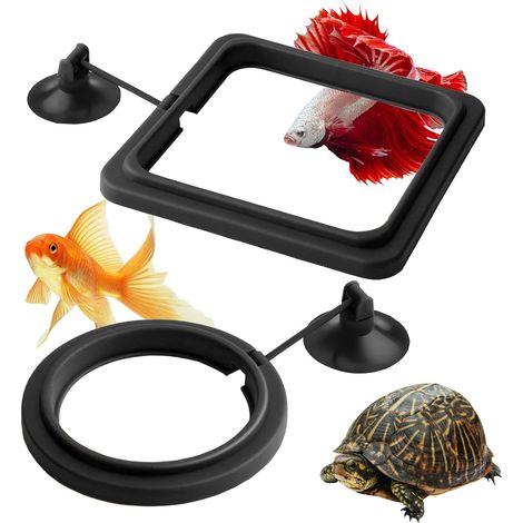 10 pièces Anneau d'alimentation pour Poissons, Distributeur de Nourriture, Anneau d'alimentation pour Aquarium pour Poissons Aquarium réservoir Accessoires Tortue Distributeur Cercle (Noir) (1/5)