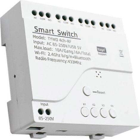 Tuya Smart Wifi Motor Switch Module RF 433 Radio Remote Control 4CH Inching Relay for Alexa Google H 85-250V