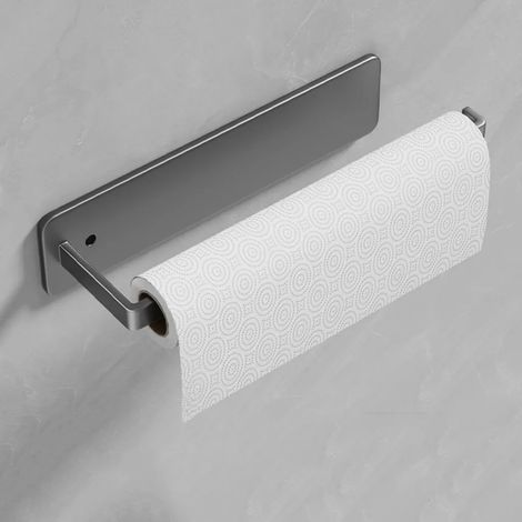 Porte-rouleau de cuisine gris, aucun perçage requis, porte-rouleau à gâteau, porte-rouleau pratique autocollant sous l'armoire (1/5)