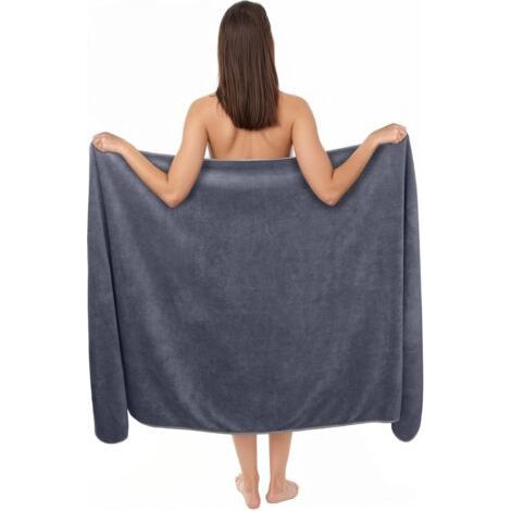 ALLIANDI XXL Badetuch, 100 x 200 cm, großes Mikrofaser-Baumwollhandtuch, weich, hohe Saugfähigkeit - ideal für Sauna und Spa (Grau) (1/5)