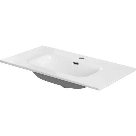 Lavabo da incasso 80x46 cm in ceramica bianco lucido