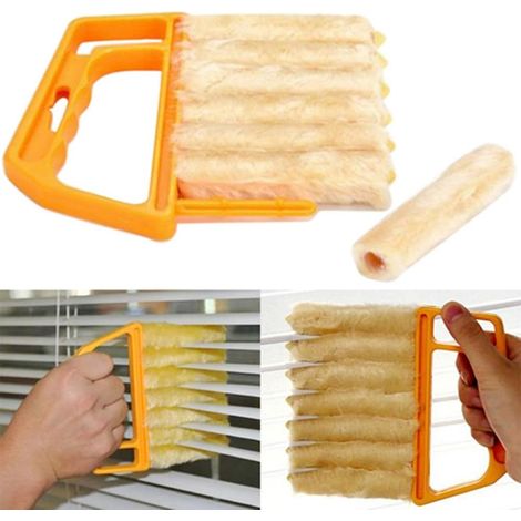 Nettoyeur de volets en microfibre, brosse de nettoyage de collecteur de poussière de climatiseur de fenêtre avec 7 lamelles