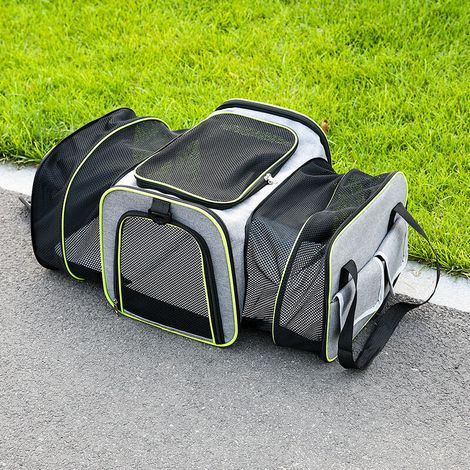 Cat Dog Carrier, Breathable Expandable Foldable Cat Travel Bag, Airline Approved Pet Bag, Ideal Capacity Under 6.5kg (1/5)