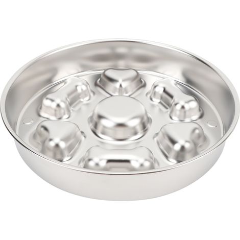 Gamelle anti-glouton Acier Inoxydable 304 Antidérapante 25cm 2 Tasses pour Chien Chat (1/4)