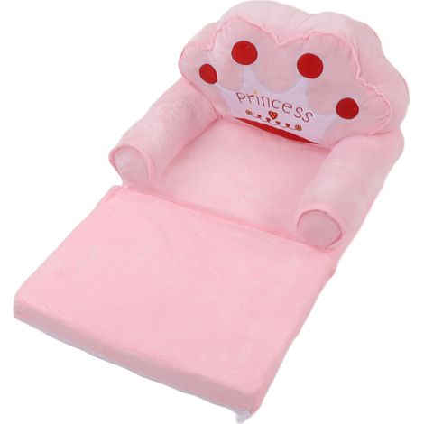 Canapé enfant pliable 2 en 1, pliable, joli canapé-lit pour salon, chambre, motif couronne, rose, 2 couches (1/5)