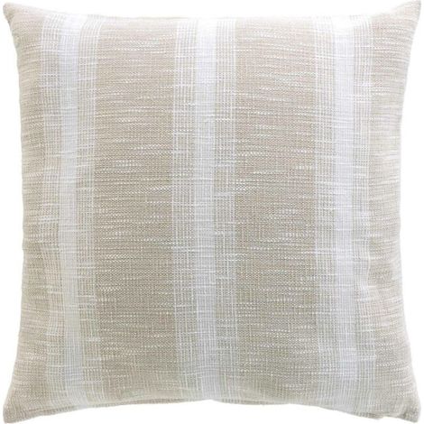 Coussin polycoton tissé à rayures Naturel 60x60 cm (1/4)