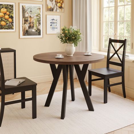 Table à Manger Extensible YARA - 4-6 personnes - Ronde - 100-140x76 cm - Noyer okapi (1/5)