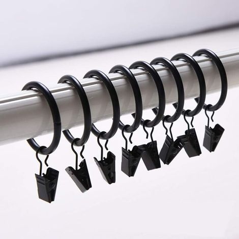 30er-Pack Gardinenclips. Gardinenclips mit 35-mm-Ringen, vielseitig einsetzbar – Schwarz (1/3)