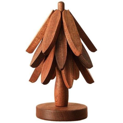 Set de 3 sous-plats en bois massif – réutilisables, adaptés aux plats chauds – design pliable en forme d’arbre – isolation thermique efficace pour une protection optimale