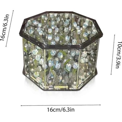 DIY Tulpenlampe 2-in-1 Achteckiger Spiegel Blumen Nachtlicht Unfertige Handarbeit Dekorative Lampe für