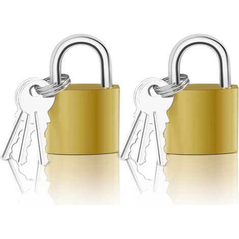 Lot de 2 Cadenas à Clé - 32 mm - Fer Trempé - Sécurité Renforcée - Jardin Garage Porte - Argent (1/5)