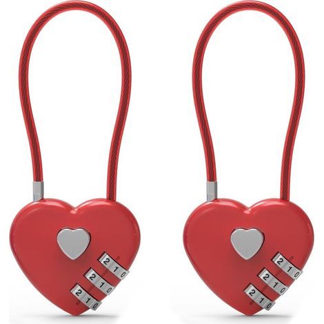 Kleines Zahlenschloss für Spinde, Diebstahlsicherungskabel mit Code, rotes Vorhängeschloss, für Gepäck, Spinde im Fitnessstudio, Rucksackreißverschlüsse, Kleiderschränke (1/5)