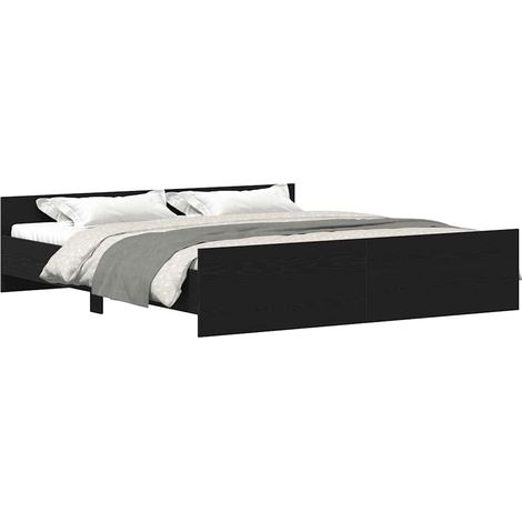 vidaXL Struttura letto senza materasso in rovere nero 180x200 cm in legno composito (1/4)