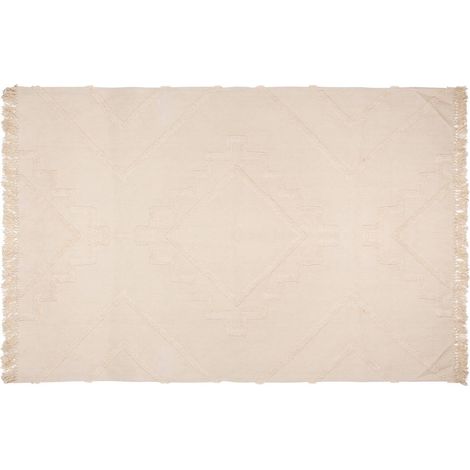 Tappeto inca in cotone tufted bianco avorio 120x170cm - Atmosphera créateur d'intérieur