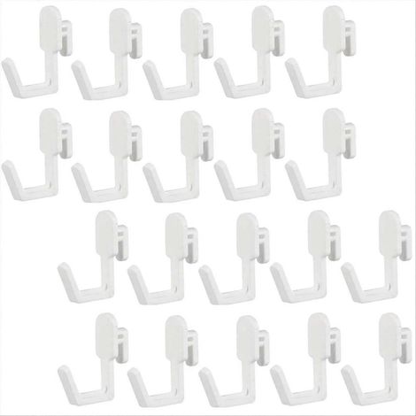 Crochets de panneau perforé en J, lot de 24 pièces, blanc, accessoires d'atelier pour rangement mural, crochets de fixation robustes, idéaux pour organiser outils et équipements. (1/5)