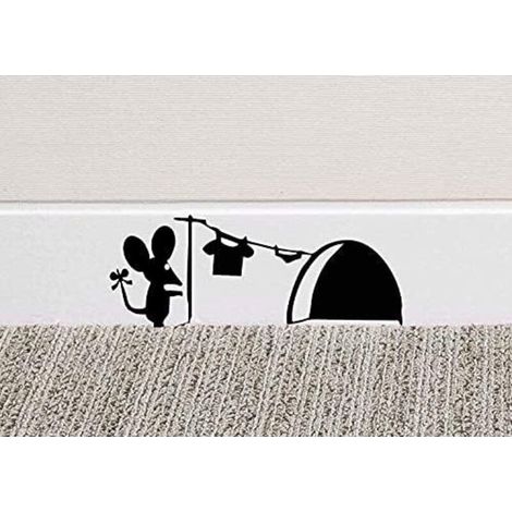 CSPARKV 18x7cm Autocollant mural en vinyle représentant une trou-maison de souris, pour plinthe (1/5)