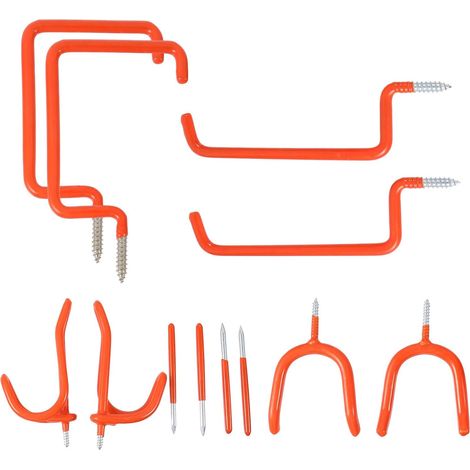 12 crochets garage, acier, avec vis, pour outils et rangement (1/5)