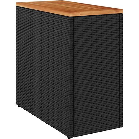 Tavolino da Giardino Tavolo da Esterno con piano in legno nero 58x27,5x55 cm in polyrattan (1/4)