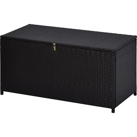 Coffre malle de rangement en résine tressée imitation rotin café foncé, 118 L x 54 l x 59 H cm (1/5)