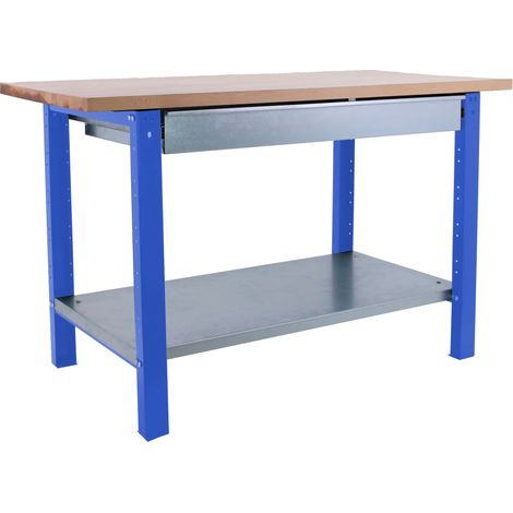 Simonrack Arbeitstisch Blau Massivholztisch Buche 865x1800x750 mm