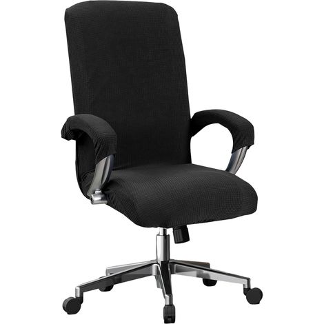 Dehnbarer Bürostuhlbezug, elastischer Drehstuhlbezug, universeller abnehmbarer Computerstuhlbezug, waschbarer Schutzbezug für Drehstuhlarmlehnen (Schwarz)