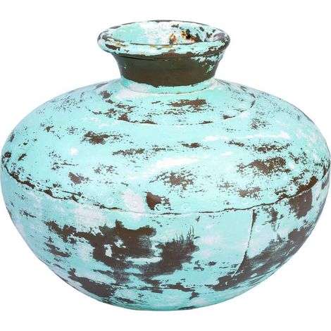 Jarrón de metal envejecido verde 33x28x33 (1/5)