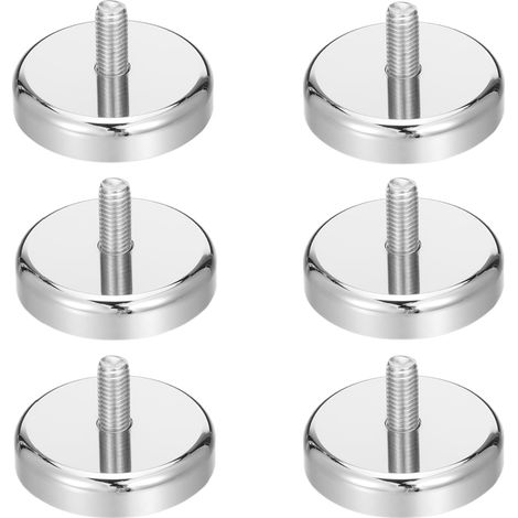Magnete - 25 mm - Filetage M5 - Résistance 20 kg - Revêtement Nickel - Lot de 6 (1/5)