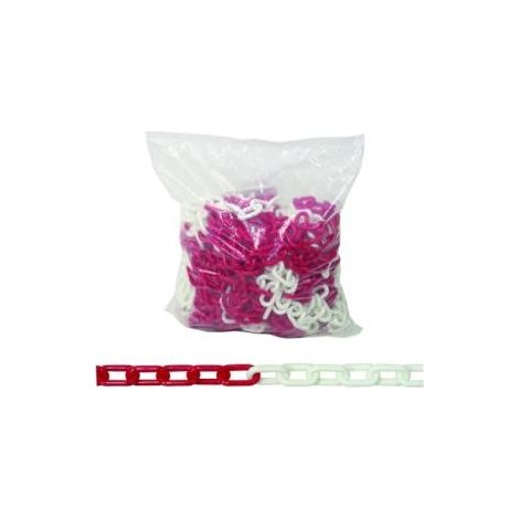 CATENA PLASTICA D.6 MM.24X39 BIANCO/ROSSO MT.25 confezione da METRI LINEARI 25