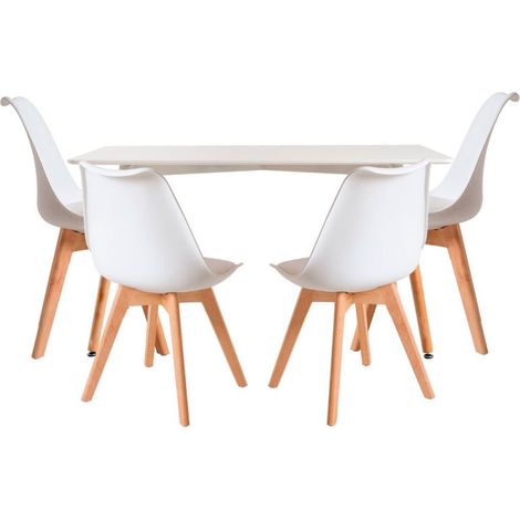 Conjuntos de mesa y sillas - Conjunto Mesa Tower Rectangular 120 x 80 cm Blanca y Pack 4 Sillas Synk Basic - Blanco (1/5)