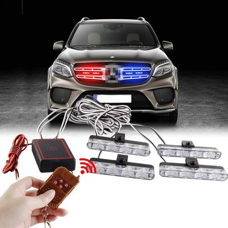 Lampe clignotante d'urgence 4x4LED 4 en 1 avec télécommande sans fil 12V