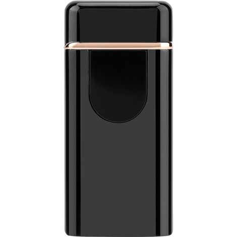 Briquet électrique rechargeable USB à double arc, coupe-vent et à détection d'empreintes digitales, noir. (1/5)