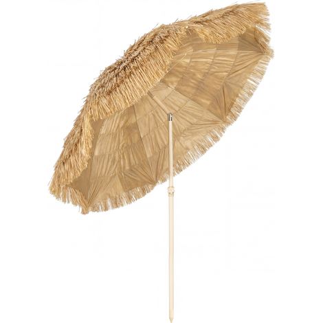Parasol Clotilde inclinable design tropical kaki résistant base spirale 185 cm