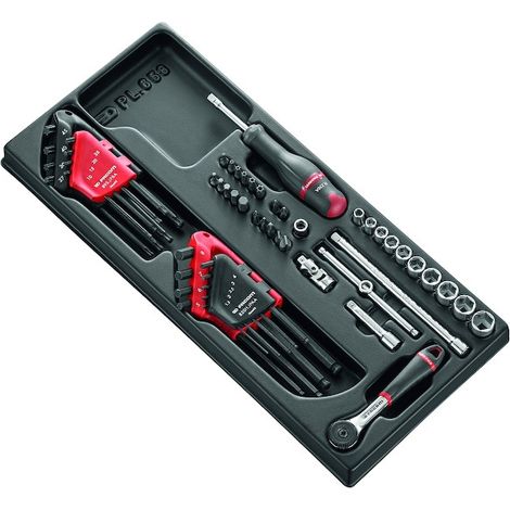 Facom – Coffret cliquet et douilles 1/4' – 52 pièces – Compatible servantes CHRONO XL et JET XL – Plateau thermoformé pour rangement optimal