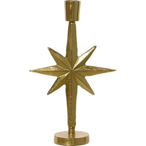 Candeliere oro in alluminio con stella 13,5 × H22 cm (1/2)