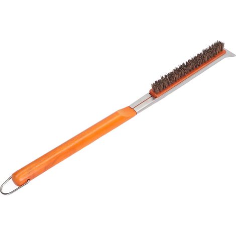 Brosse de 53 cm pour four à pizza, brosse de nettoyage pour pierre à pizza avec grattoir et anneau de suspension pour éliminer les résidus alimentaires tenaces. (1/5)