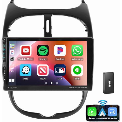 Pour Peugeot 206/206CC 2002-2010 Android 14 Autoradio GPS WIFI RDS USB Typc-C 2+32G DAB