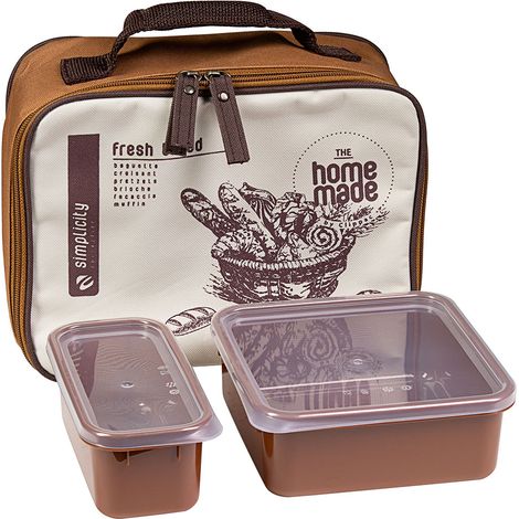 Set Lunch Box 2 Contenitori Cibo Alimenti Porta Vivande Pranzo + Borsa Ufficio