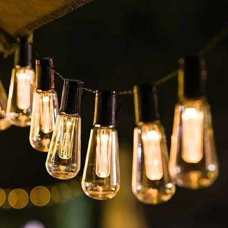 Guirlande lumineuse d'extérieur, étanche, 4,5 mètres de long, 10 lumières, à énergie solaire, blanc chaud. (1/5)