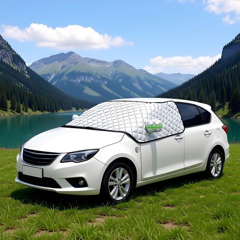 Housse de Pare-Brise, Protection Contre la Neige à Trois fenêtres, Couverture de Pare-Brise de Voiture, Parasol pour Pare-Brise Anti-UV et Anti-poussière, Parasol pour vitres de Voiture (1/5)