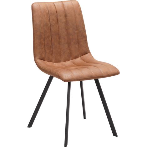 Chaise PU marron Eden pieds métal (1/5)