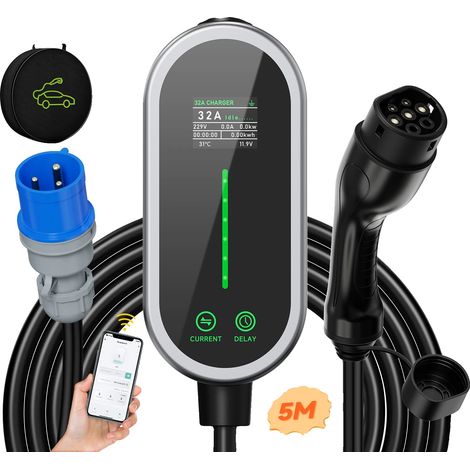 Chargeur EV Portable, Contrôle Intelligent par Application, Courant de Charge Ajustable, Type2 5M, TYPE2 (1/2)