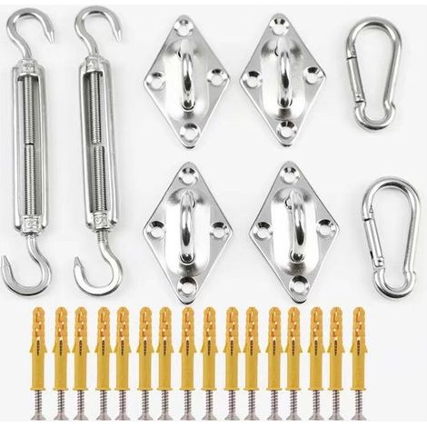 Kit de matériel pour voiles d'ombrage - Kit d'installation de Pare-Soleil en Acier Inoxydable 304-Convient pour les voiles d'ombrage de forme carrée(M5) (1/5)